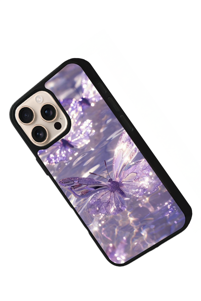 iPhone 16 Pro Uyumlu Kelebek Tasarımlı Glossy Premium Kılıf