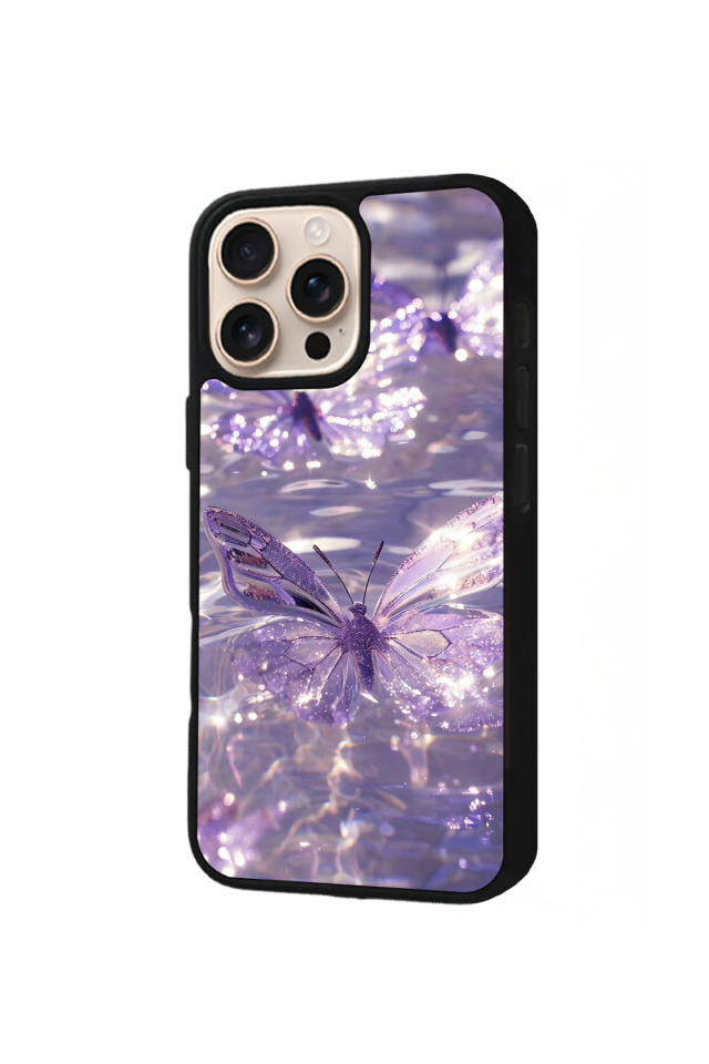 iPhone 16 Pro Uyumlu Kelebek Tasarımlı Glossy Premium Kılıf