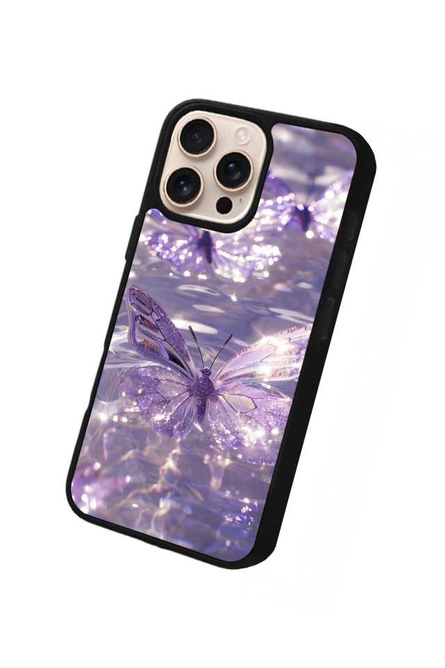 iPhone 16 Pro Uyumlu Kelebek Tasarımlı Glossy Premium Kılıf