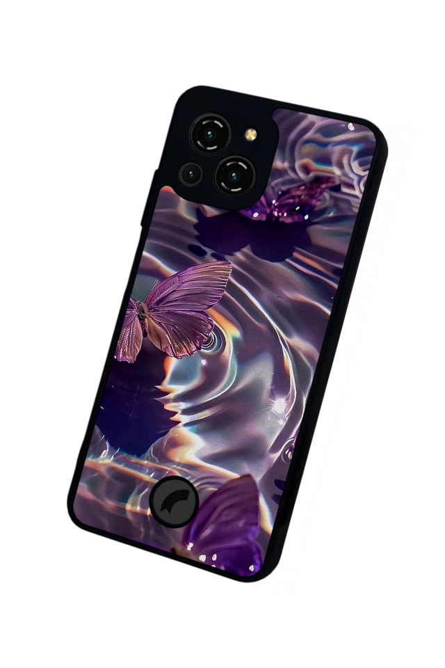 Reeder S23 Pro Max Uyumlu Kelebek Tasarımlı Glossy Premium Kılıf