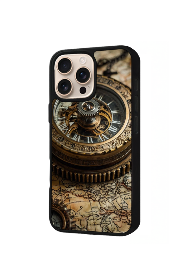 iPhone 14 Pro Uyumlu Pusula Tasarımlı Glossy Premium Kılıf