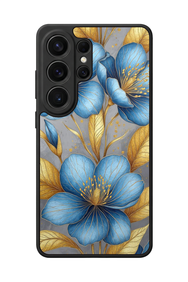 Samsung Galaxy S26 Ultra Uyumlu Yaldizli Cicek Tasarımlı Glossy Premium Kılıf