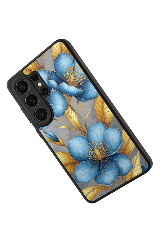 Samsung Galaxy S26 Ultra Uyumlu Yaldizli Cicek Tasarımlı Glossy Premium Kılıf