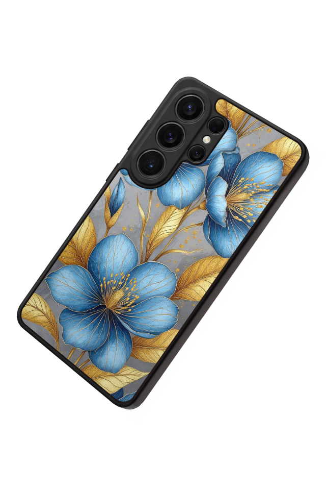 Samsung Galaxy S26 Ultra Uyumlu Yaldizli Cicek Tasarımlı Glossy Premium Kılıf