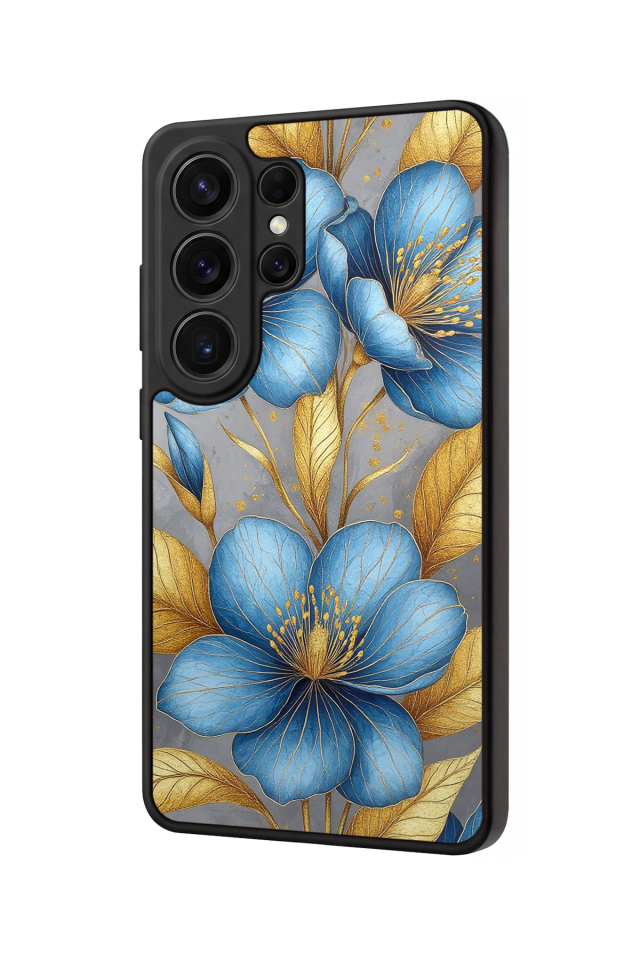 Samsung Galaxy S26 Ultra Uyumlu Yaldizli Cicek Tasarımlı Glossy Premium Kılıf
