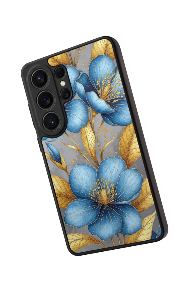 Samsung Galaxy S26 Ultra Uyumlu Yaldizli Cicek Tasarımlı Glossy Premium Kılıf