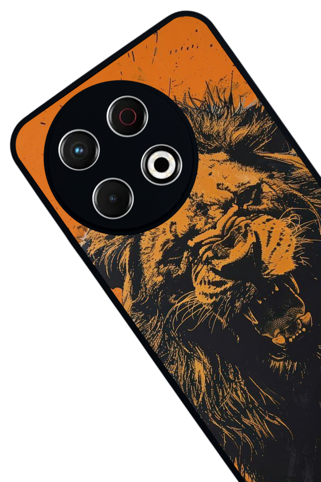 Tecno Spark 30 Pro Uyumlu Aslan Tasarımlı Glossy Premium Kılıf