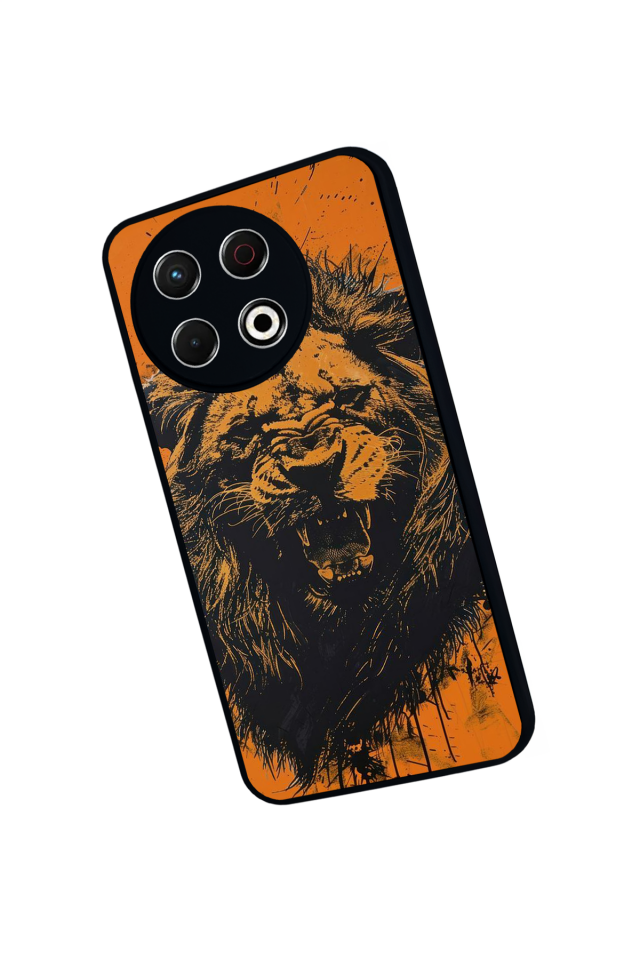 Tecno Spark 30 Pro Uyumlu Aslan Tasarımlı Glossy Premium Kılıf