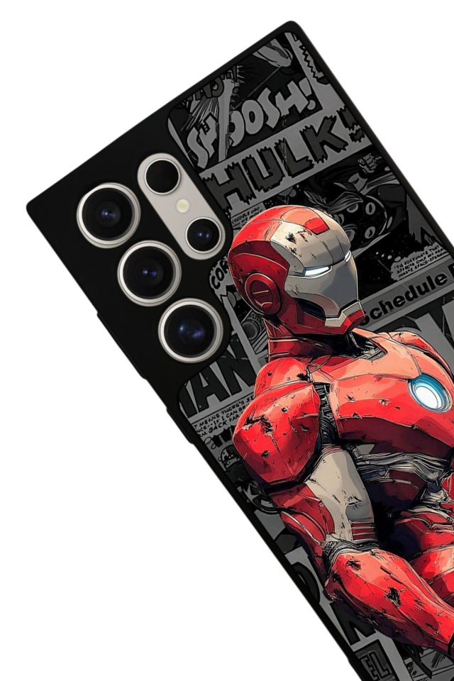 Samsung Galaxy S22 Ultra Uyumlu  Iron Man ( Demir Adam ) Tasarımlı Glossy Premium Kılıf