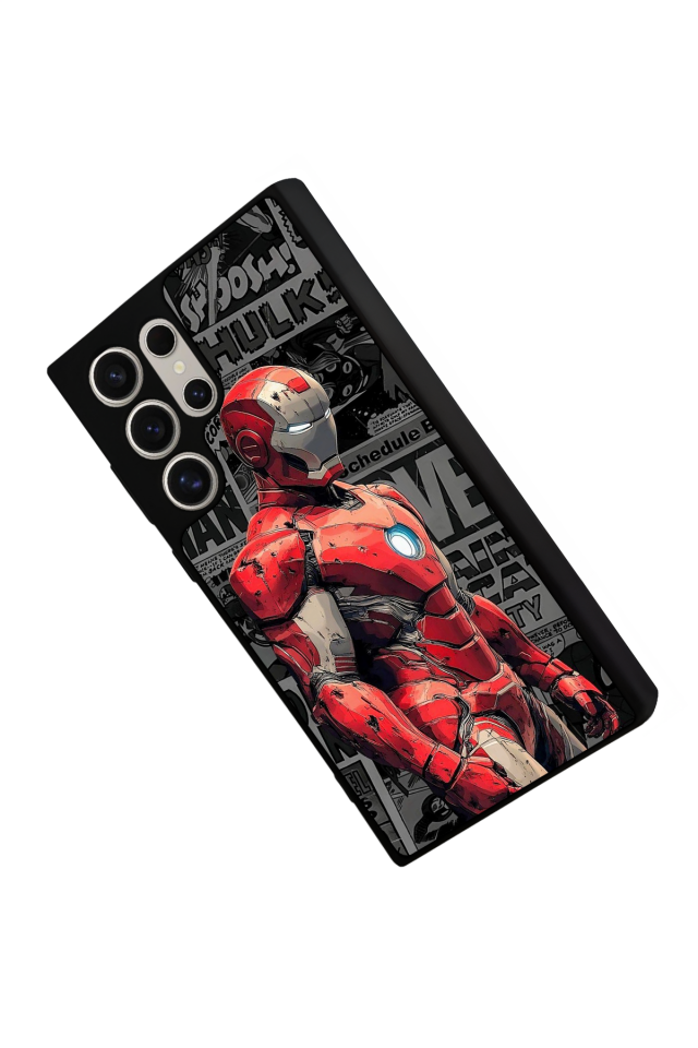 Samsung Galaxy S22 Ultra Uyumlu  Iron Man ( Demir Adam ) Tasarımlı Glossy Premium Kılıf
