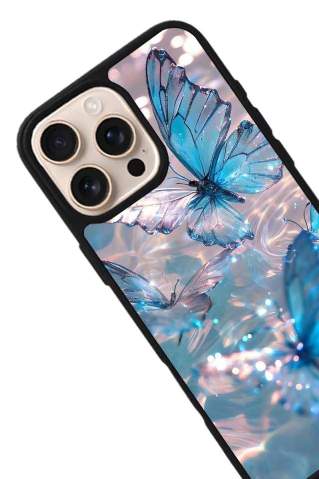 iPhone 16 Pro Uyumlu Kelebek Tasarımlı Glossy Premium Kılıf