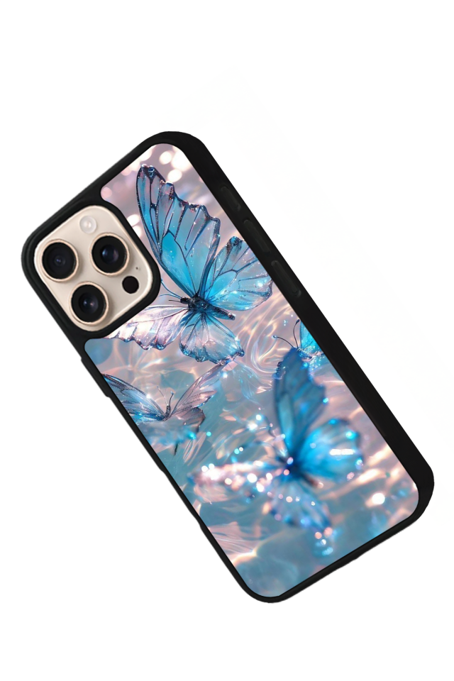 iPhone 16 Pro Uyumlu Kelebek Tasarımlı Glossy Premium Kılıf