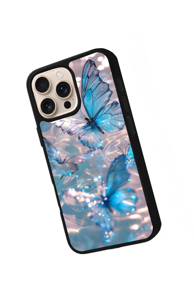 iPhone 16 Pro Uyumlu Kelebek Tasarımlı Glossy Premium Kılıf