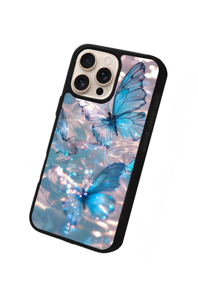 iPhone 16 Pro Uyumlu Kelebek Tasarımlı Glossy Premium Kılıf