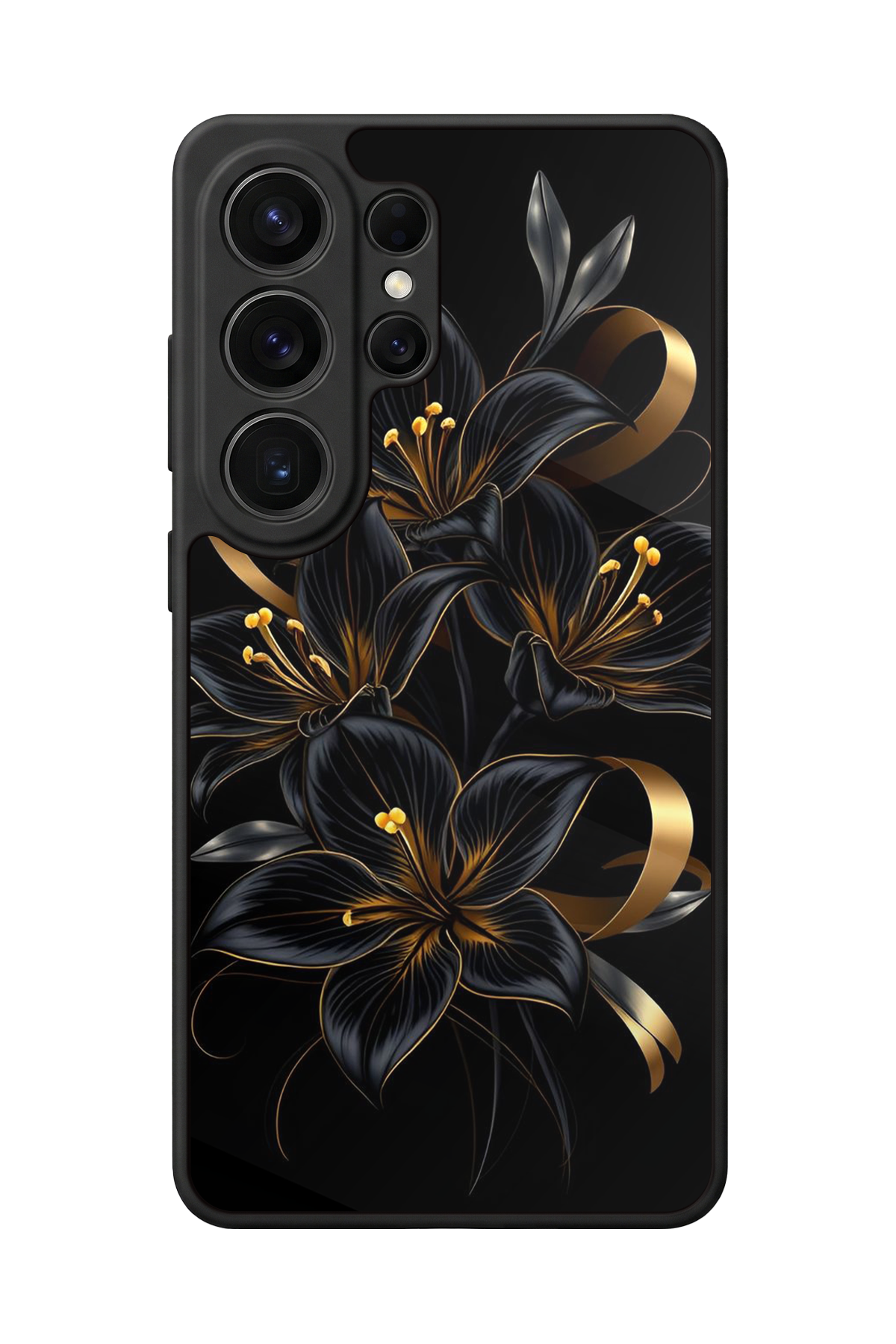 Samsung Galaxy S26 Ultra Uyumlu Yaldizli Cicek Tasarımlı Glossy Premium Kılıf
