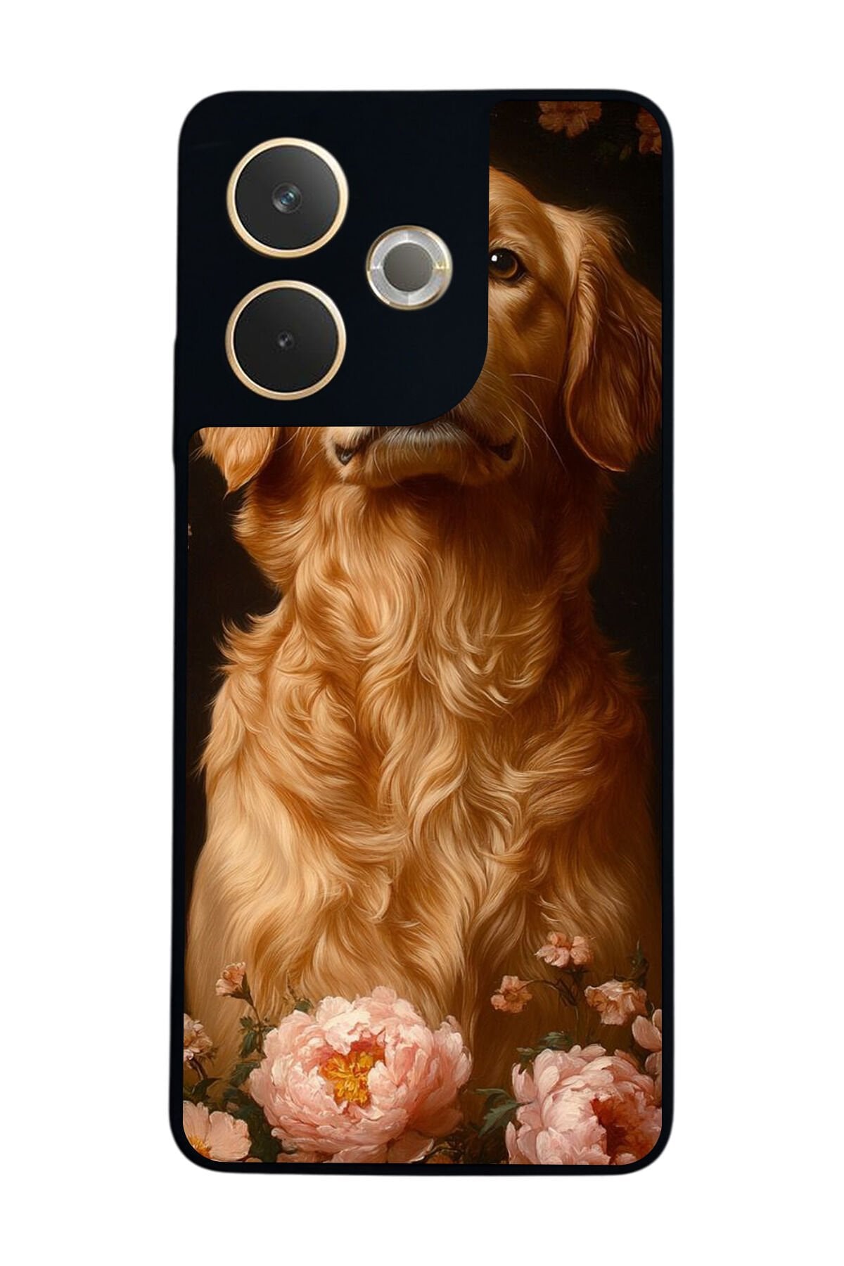 Oppo A5 Pro Uyumlu Golden Kopek Tasarımlı Glossy Premium Kılıf
