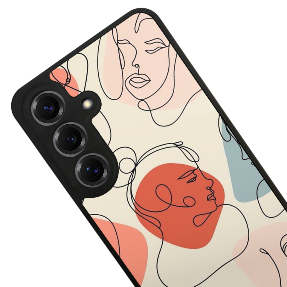 Samsung Galaxy S25 Uyumlu Line Art Tasarımlı Glossy Premium Kılıf