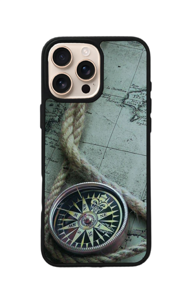 iPhone 14 Pro Uyumlu Pusula Tasarımlı Glossy Premium Kılıf