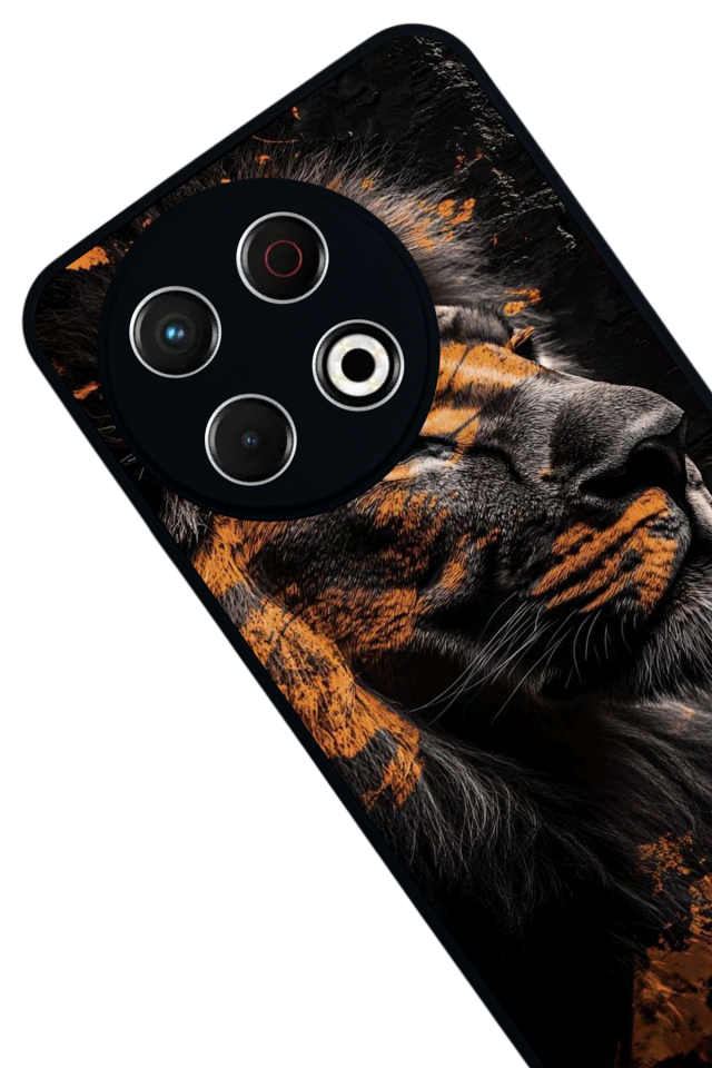 Tecno Spark 30 Pro Uyumlu Aslan Tasarımlı Glossy Premium Kılıf