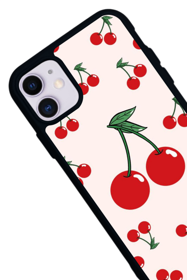 iPhone 11 Uyumlu Kiraz Tasarımlı Glossy Premium Kılıf