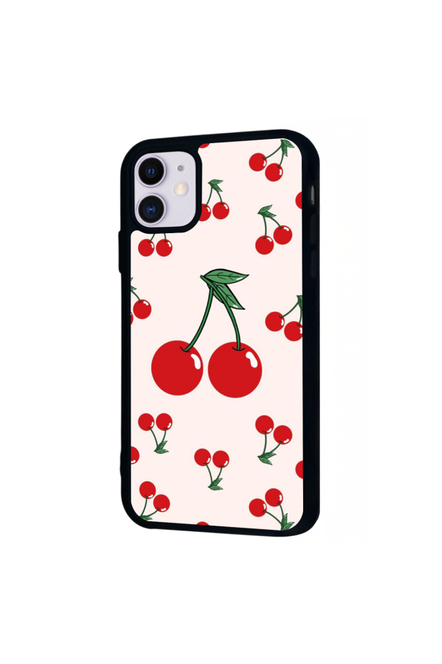 iPhone 11 Uyumlu Kiraz Tasarımlı Glossy Premium Kılıf
