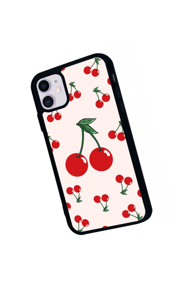 iPhone 11 Uyumlu Kiraz Tasarımlı Glossy Premium Kılıf