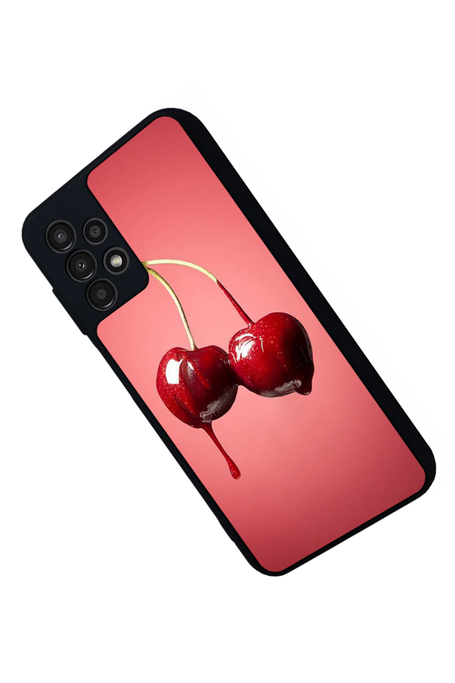 Samsung Galaxy A13 Uyumlu Kiraz Tasarımlı Glossy Premium Kılıf