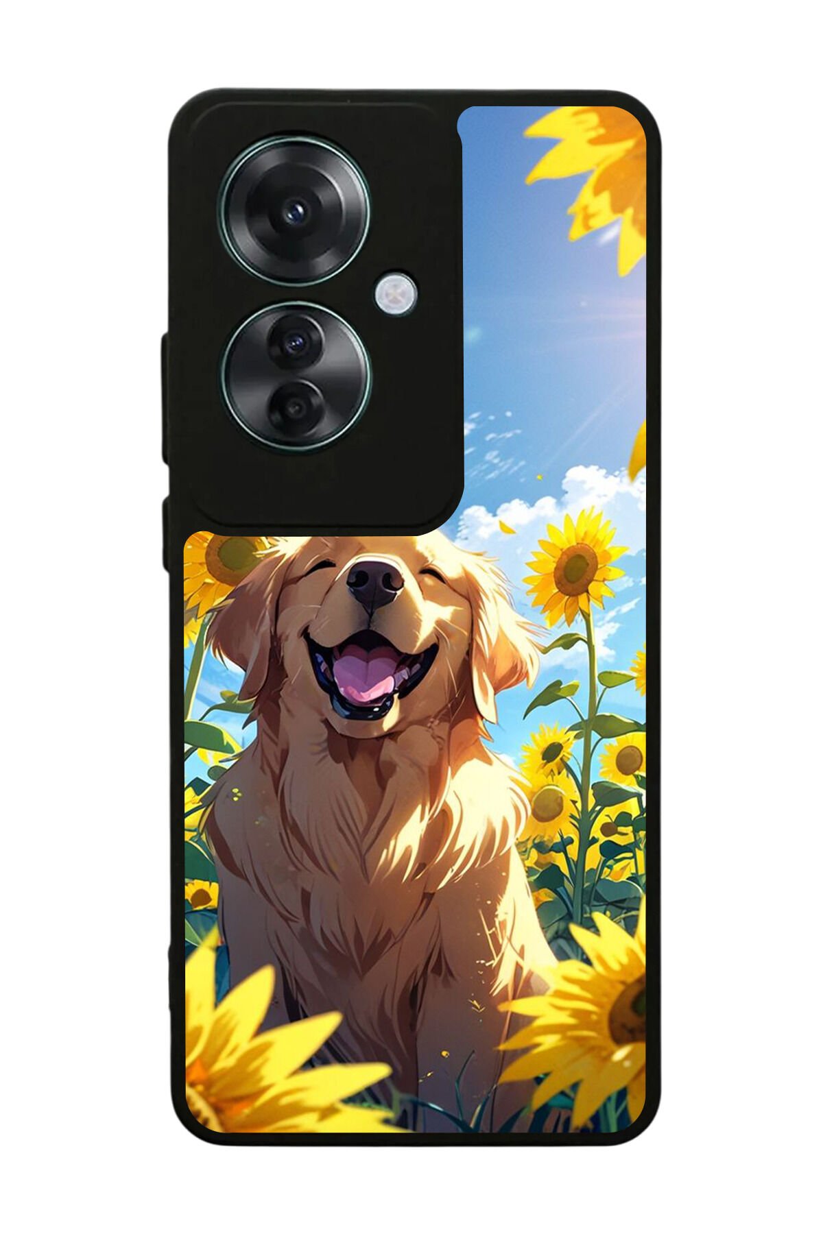 Oppo Reno 11F Uyumlu Golden Kopek Tasarımlı Glossy Premium Kılıf