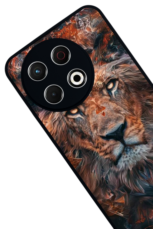 Tecno Spark 30 Pro Uyumlu Aslan Tasarımlı Glossy Premium Kılıf