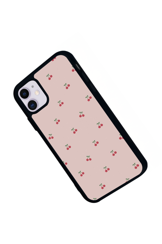 iPhone 11 Uyumlu Kiraz Tasarımlı Glossy Premium Kılıf