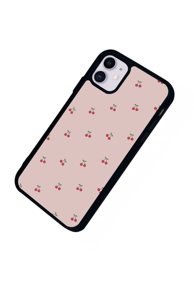 iPhone 11 Uyumlu Kiraz Tasarımlı Glossy Premium Kılıf