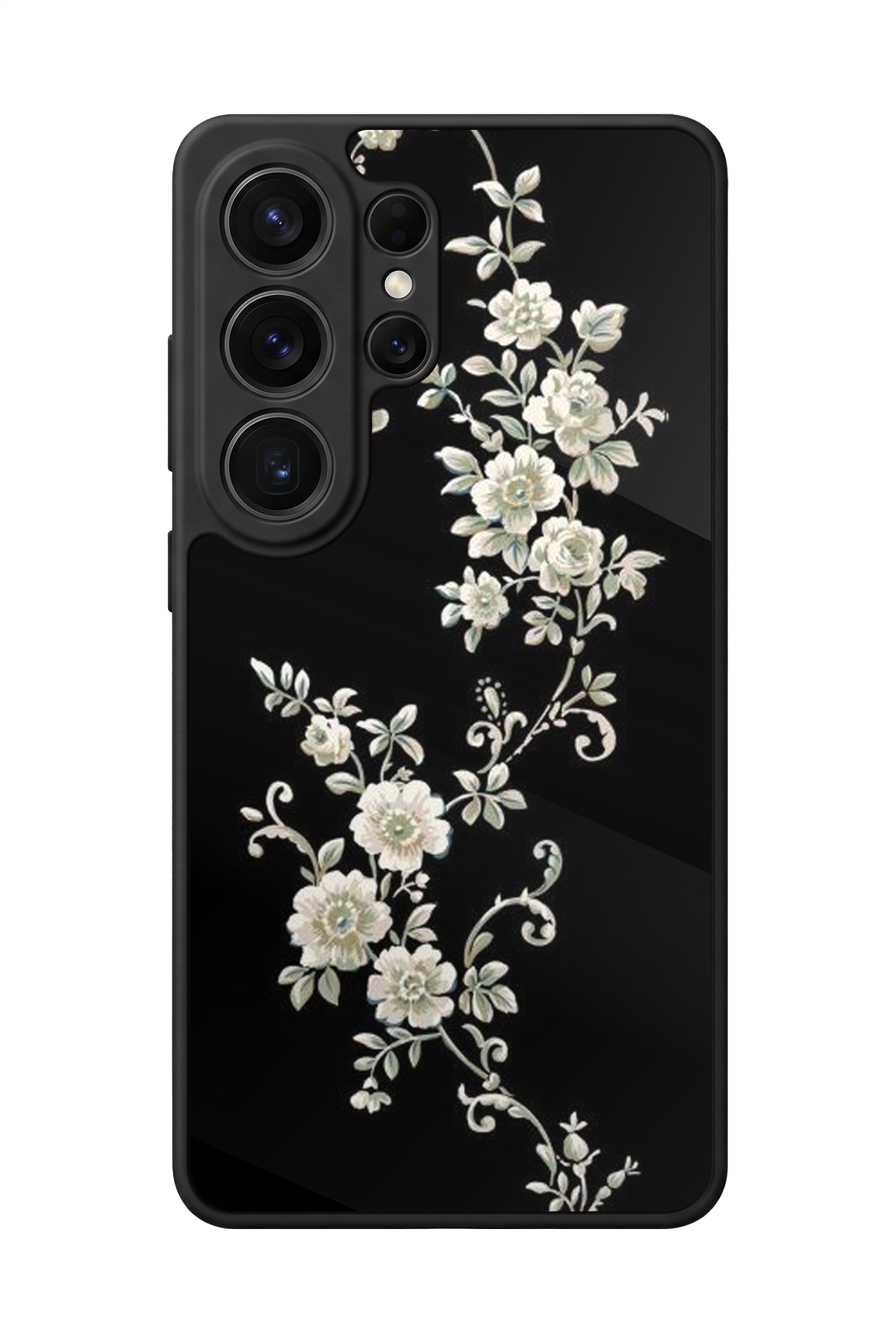 Samsung Galaxy S26 Ultra Uyumlu Yaldizli Cicek Tasarımlı Glossy Premium Kılıf
