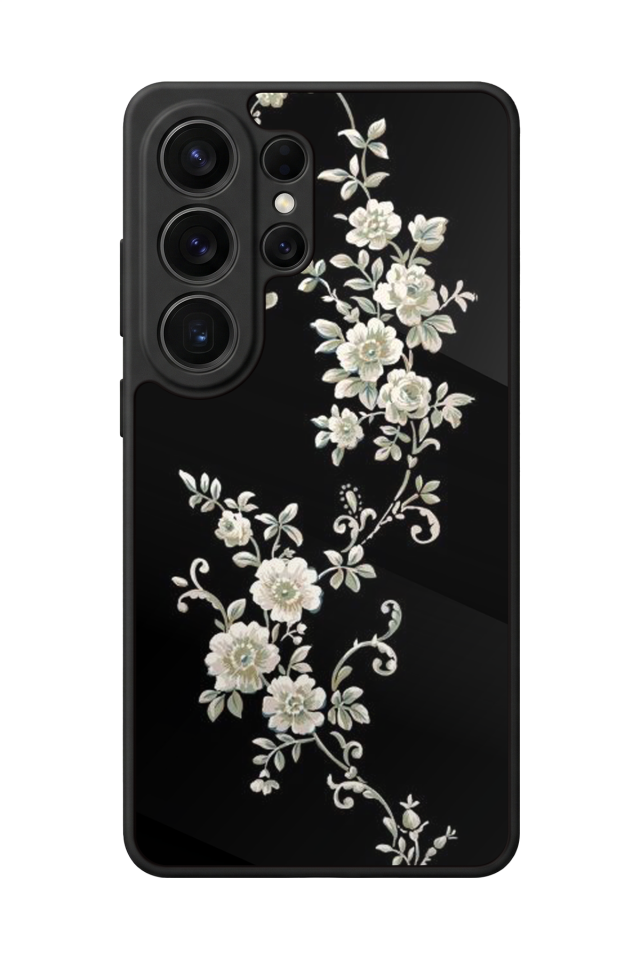 Samsung Galaxy S26 Ultra Uyumlu Yaldizli Cicek Tasarımlı Glossy Premium Kılıf