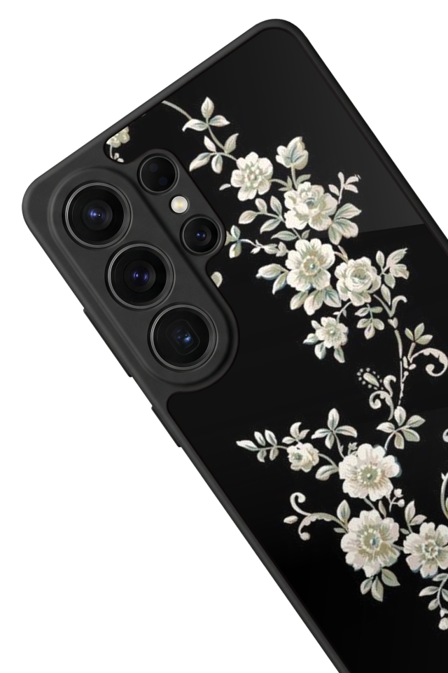 Samsung Galaxy S26 Ultra Uyumlu Yaldizli Cicek Tasarımlı Glossy Premium Kılıf
