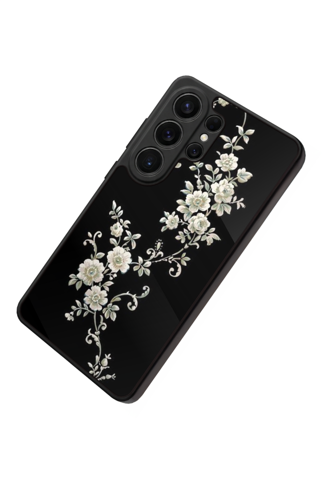 Samsung Galaxy S26 Ultra Uyumlu Yaldizli Cicek Tasarımlı Glossy Premium Kılıf