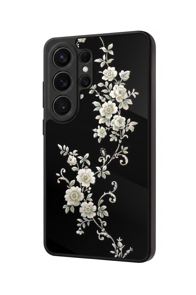 Samsung Galaxy S26 Ultra Uyumlu Yaldizli Cicek Tasarımlı Glossy Premium Kılıf