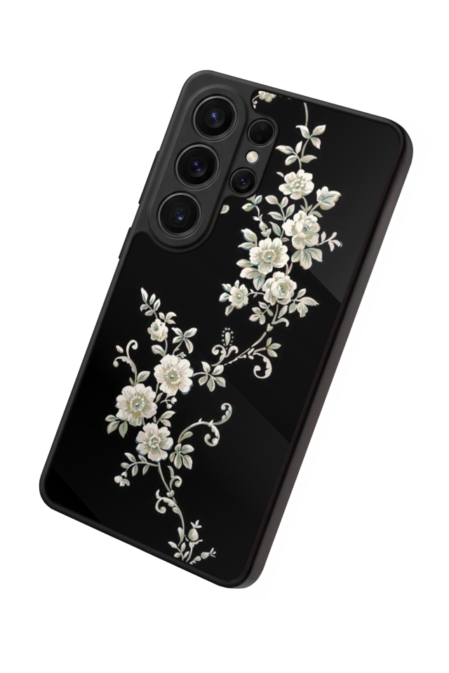 Samsung Galaxy S26 Ultra Uyumlu Yaldizli Cicek Tasarımlı Glossy Premium Kılıf