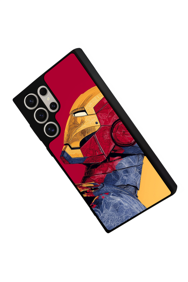 Samsung Galaxy S22 Ultra Uyumlu  Iron Man ( Demir Adam ) Tasarımlı Glossy Premium Kılıf