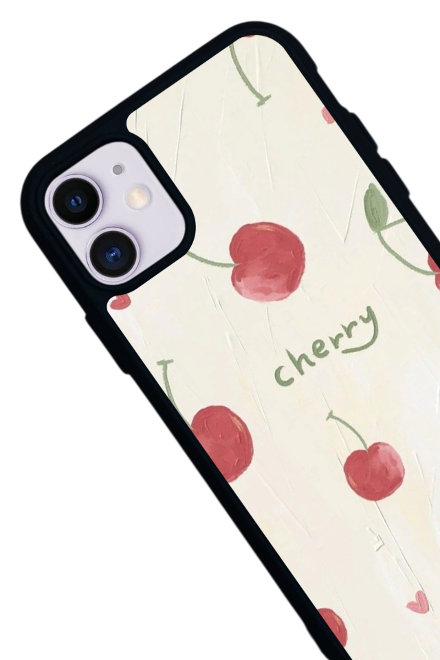 iPhone 11 Uyumlu Kiraz Tasarımlı Glossy Premium Kılıf