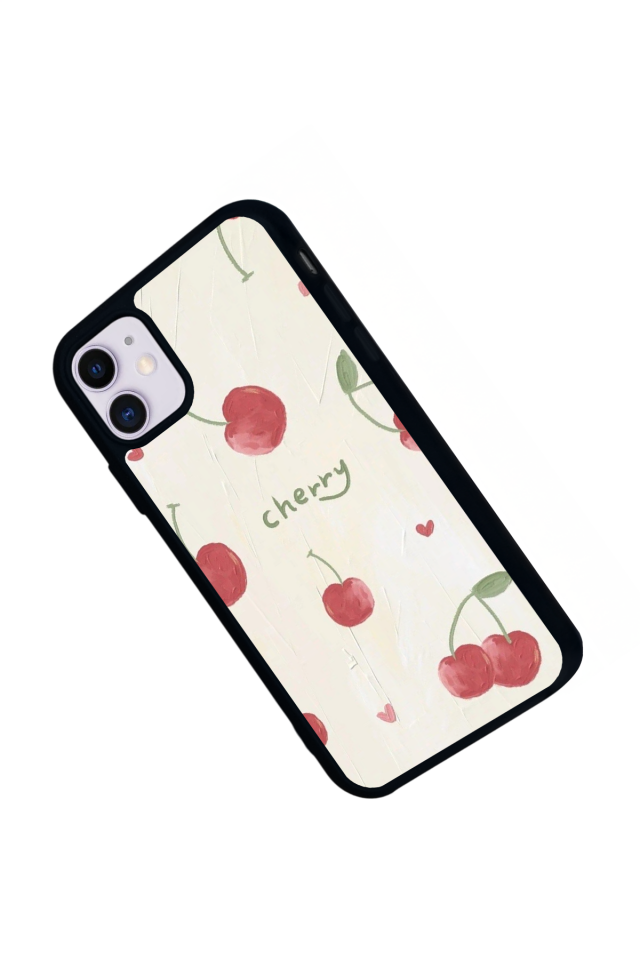 iPhone 11 Uyumlu Kiraz Tasarımlı Glossy Premium Kılıf