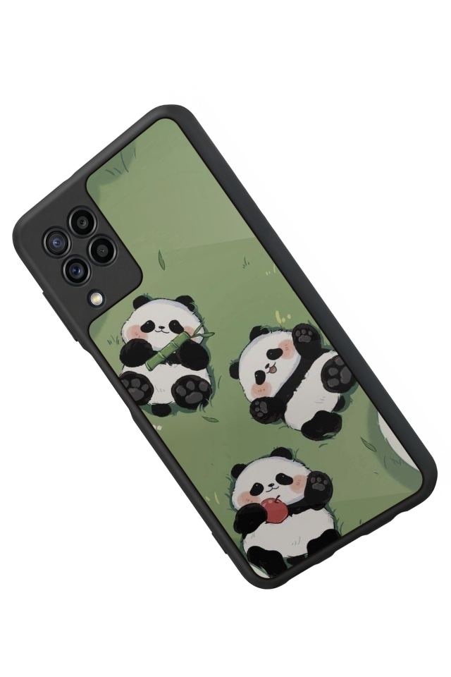 Samsung Galaxy M22 Uyumlu Panda Tasarımlı Glossy Premium Kılıf
