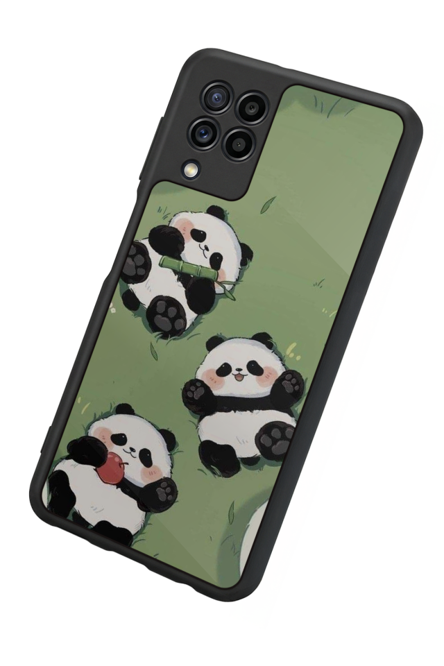 Samsung Galaxy M22 Uyumlu Panda Tasarımlı Glossy Premium Kılıf