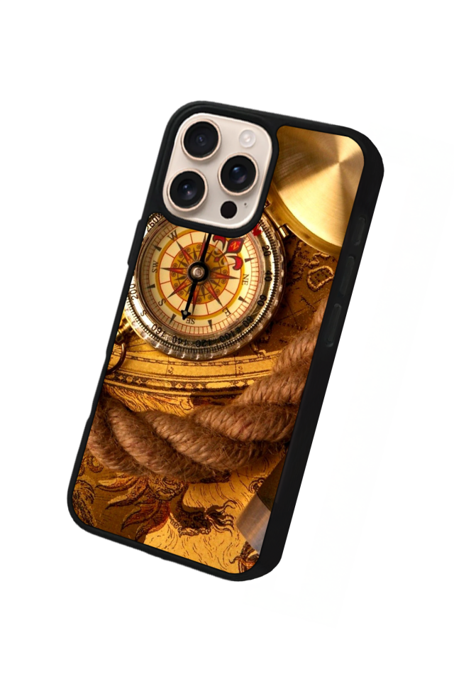 iPhone 14 Pro Uyumlu Pusula Tasarımlı Glossy Premium Kılıf