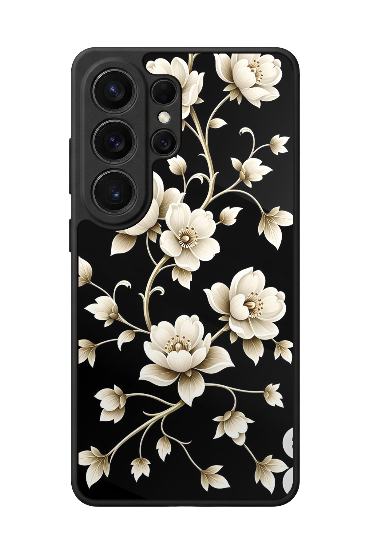 Samsung Galaxy S26 Ultra Uyumlu Yaldizli Cicek Tasarımlı Glossy Premium Kılıf