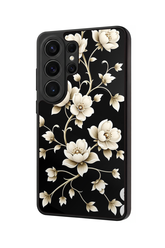 Samsung Galaxy S26 Ultra Uyumlu Yaldizli Cicek Tasarımlı Glossy Premium Kılıf