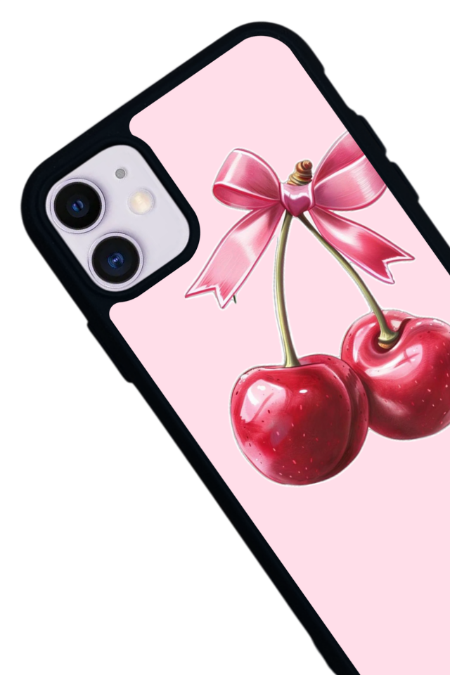 iPhone 11 Uyumlu Kiraz Tasarımlı Glossy Premium Kılıf