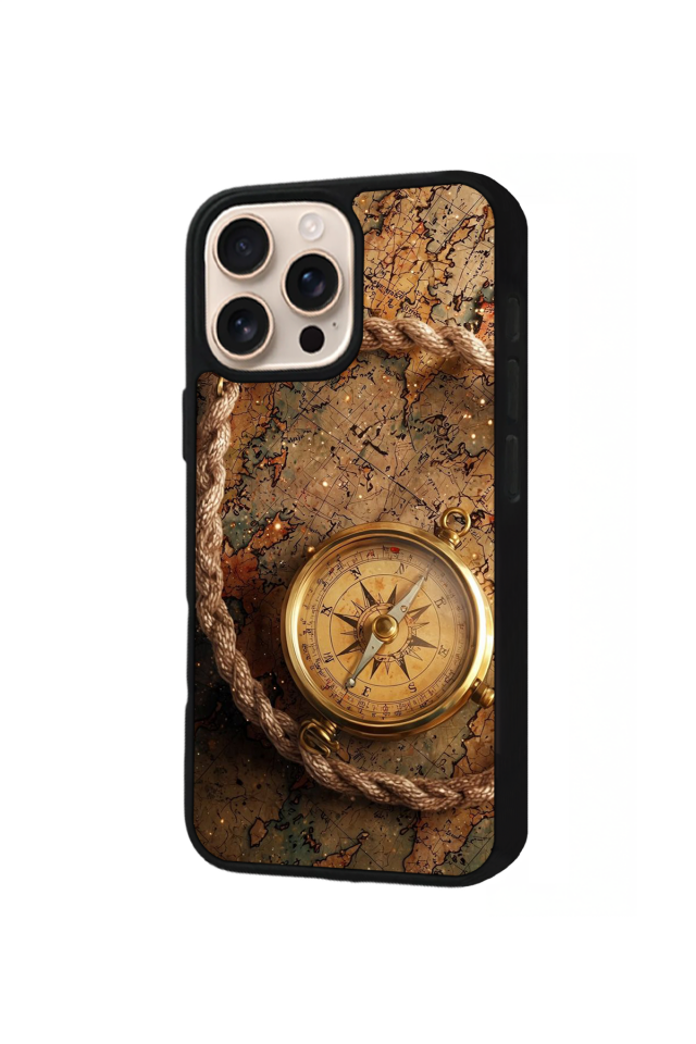 iPhone 14 Pro Uyumlu Pusula Tasarımlı Glossy Premium Kılıf