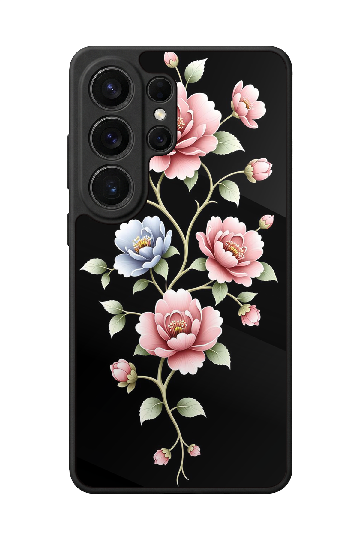 Samsung Galaxy S26 Ultra Uyumlu Yaldizli Cicek Tasarımlı Glossy Premium Kılıf