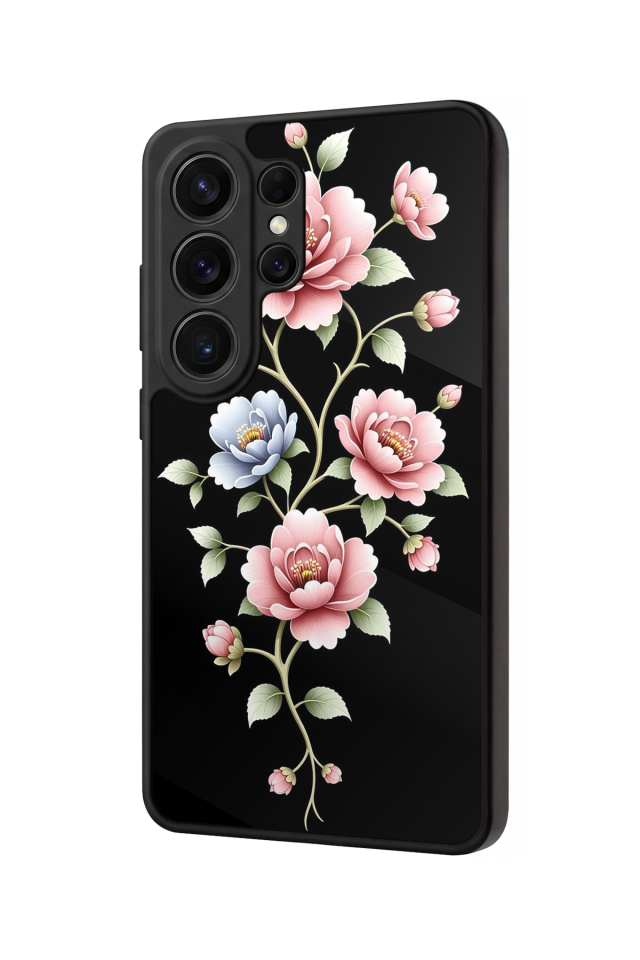 Samsung Galaxy S26 Ultra Uyumlu Yaldizli Cicek Tasarımlı Glossy Premium Kılıf