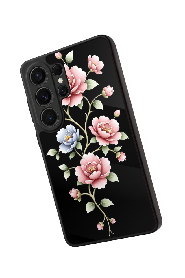 Samsung Galaxy S26 Ultra Uyumlu Yaldizli Cicek Tasarımlı Glossy Premium Kılıf